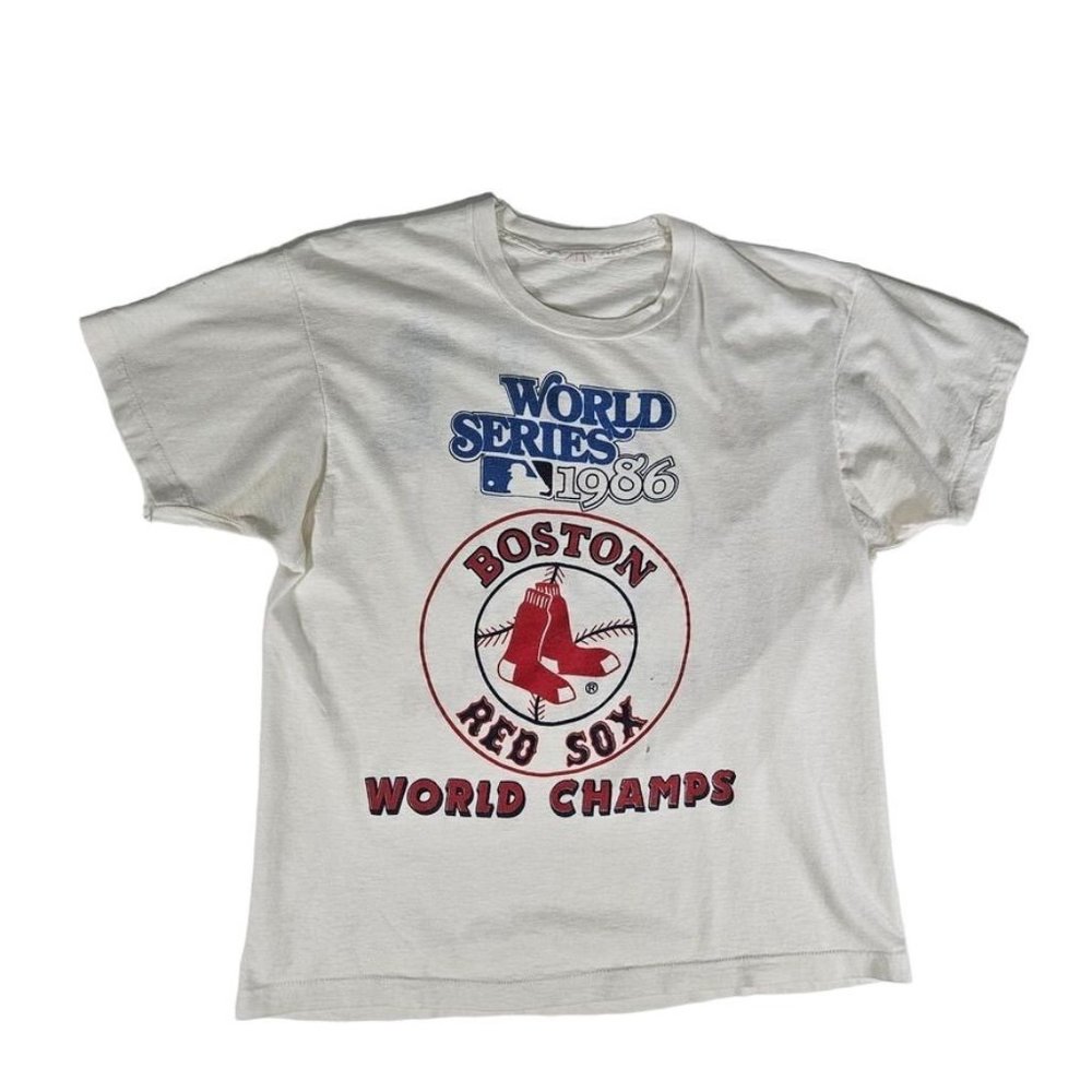 Vintage BOSTON RED SOX 1986 World Series T Shirt PRE PRINTED World Champs Tee